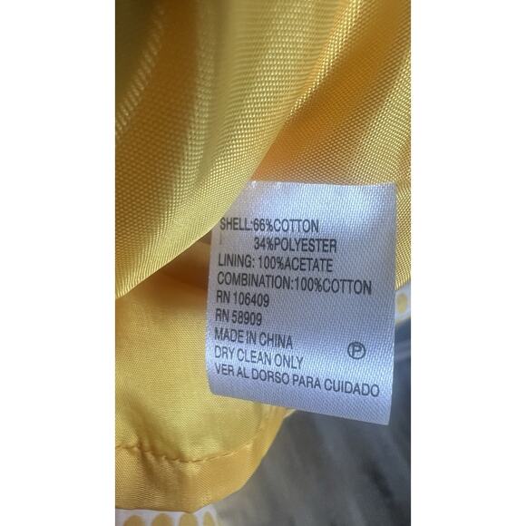 Antonio Melani Size 10 Yellow Cotton Polka Dot Fit & Flare Sweetheart Neck Dress - Picture 6 of 7